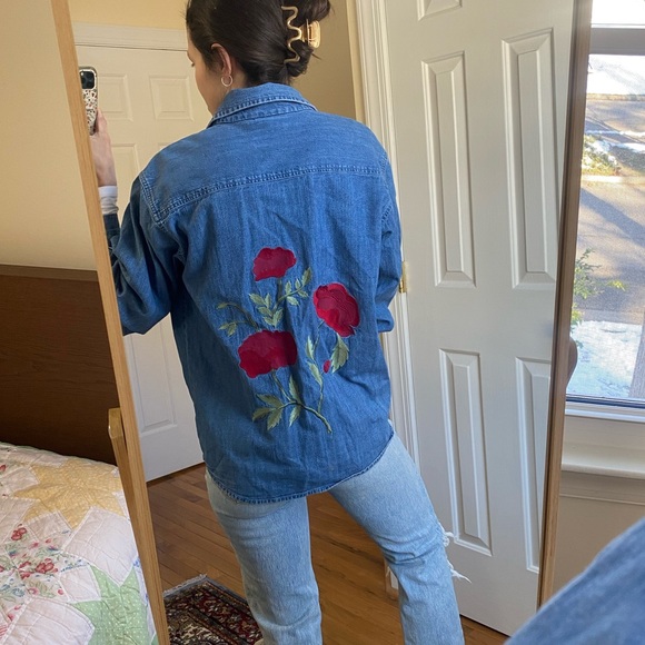 Embroidered Denim Button Up - Picture 2 of 5